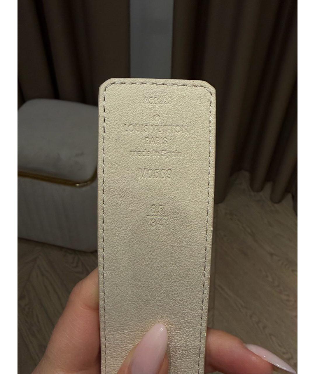 LOUIS VUITTON Бежевый кожаный ремень, фото 3