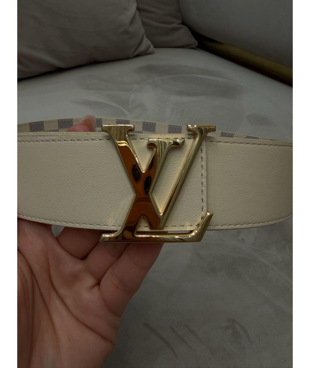 LOUIS VUITTON Бежевый кожаный ремень, фото 2