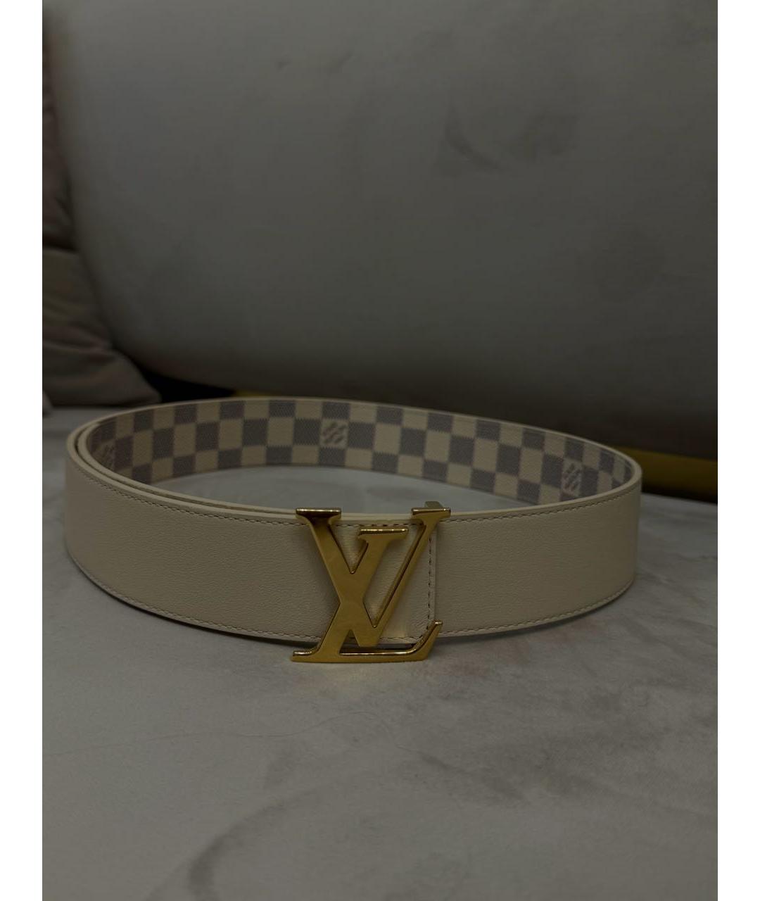 LOUIS VUITTON Бежевый кожаный ремень, фото 6
