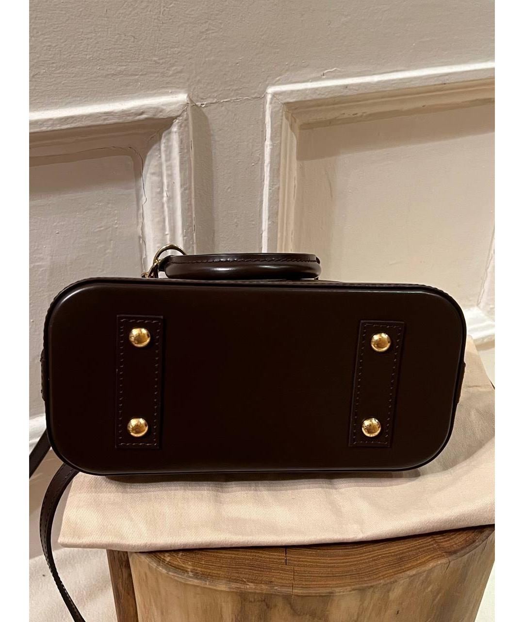 LOUIS VUITTON Коричневая кожаная сумка с короткими ручками, фото 4