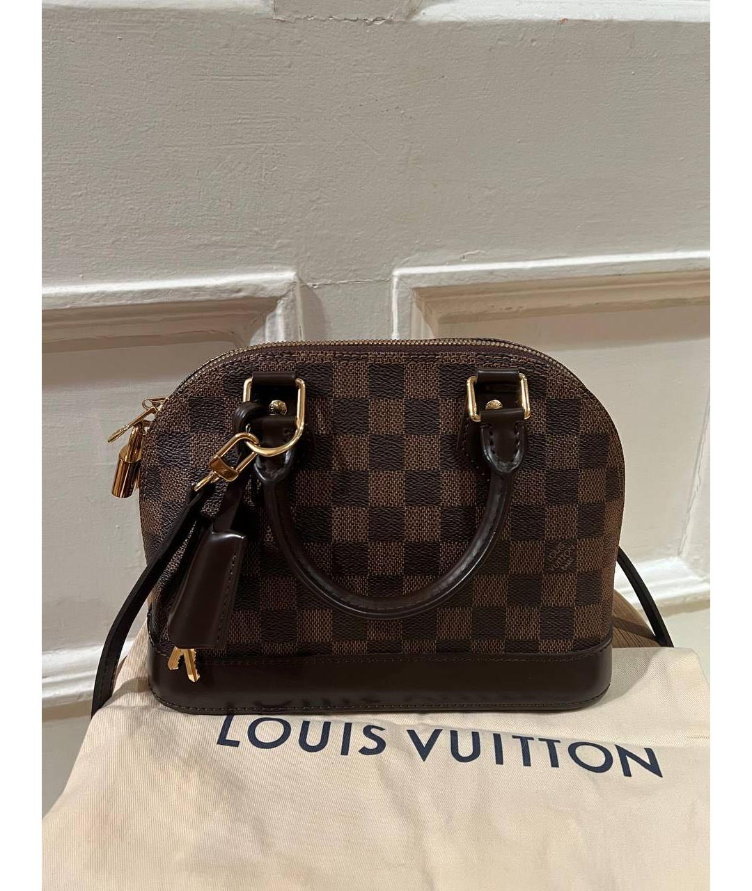 LOUIS VUITTON Коричневая кожаная сумка с короткими ручками, фото 9