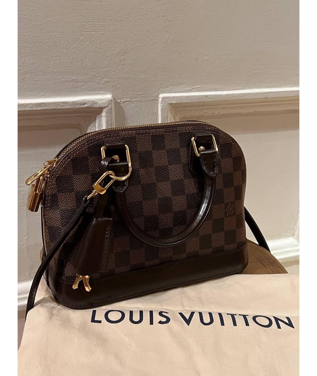 LOUIS VUITTON Коричневая кожаная сумка с короткими ручками, фото 2