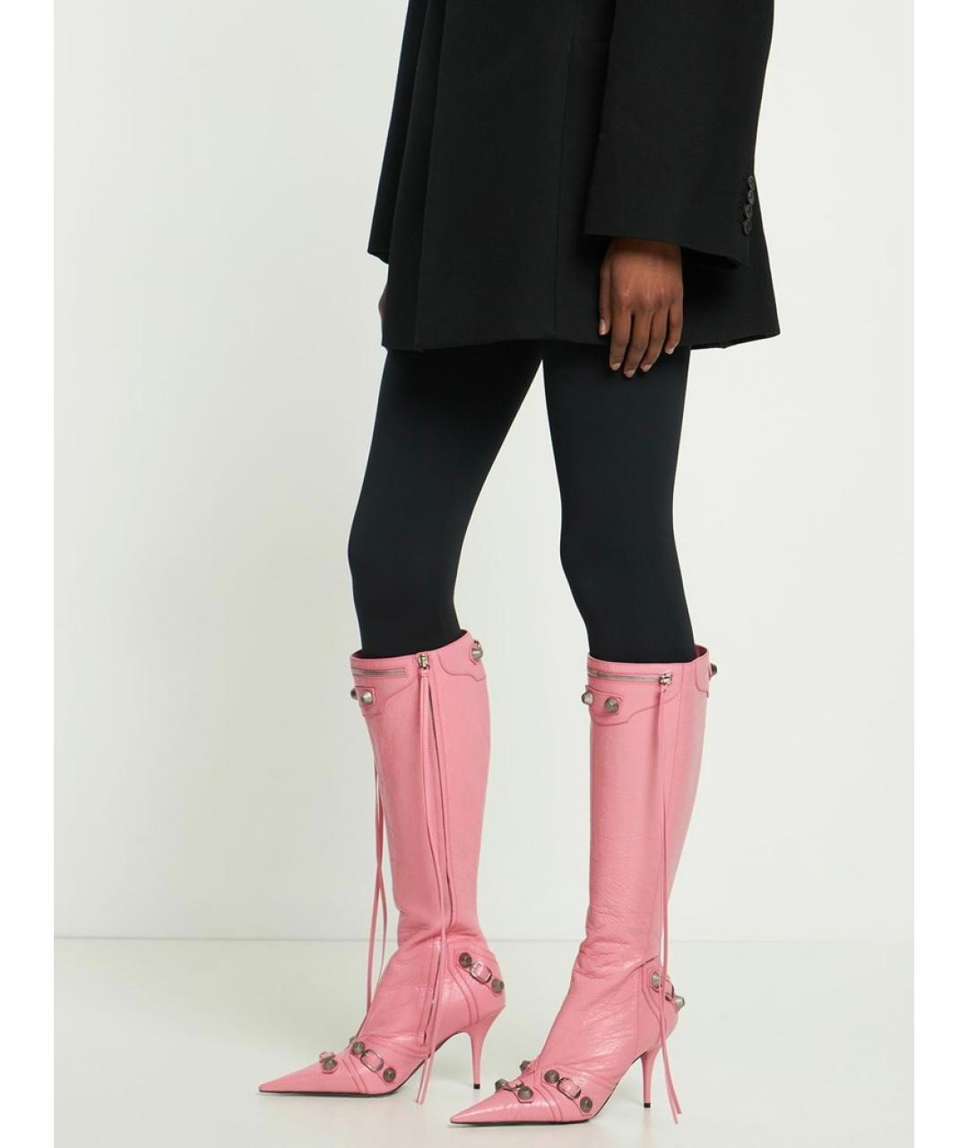 BALENCIAGA Розовые кожаные сапоги, фото 5