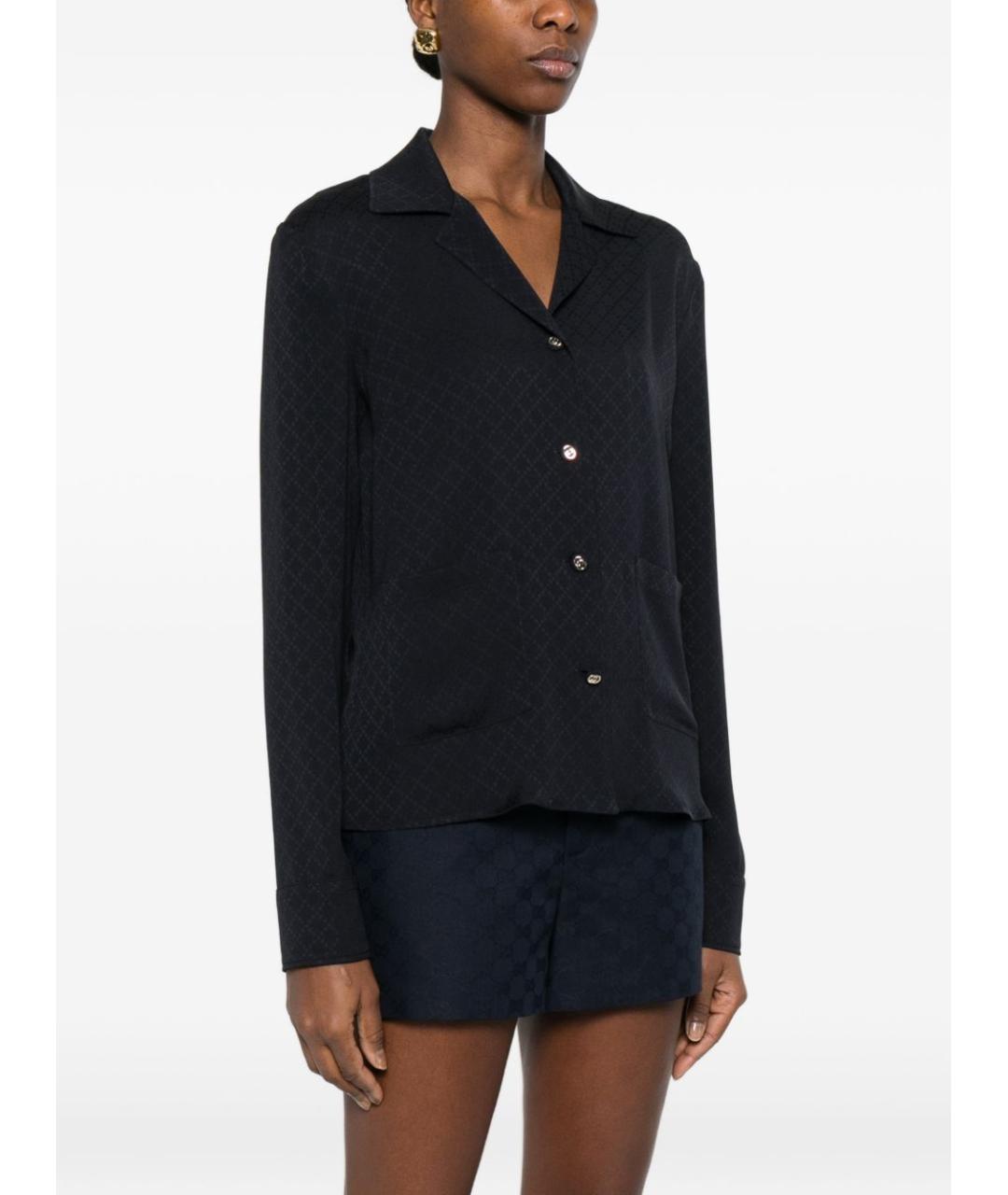 GUCCI Темно-синяя шелковая рубашка, фото 5