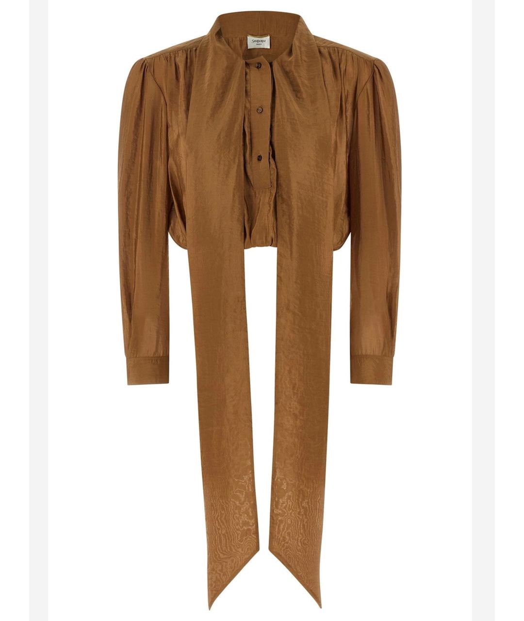 SAINT LAURENT Бежевая полиэстеровая рубашка, фото 3