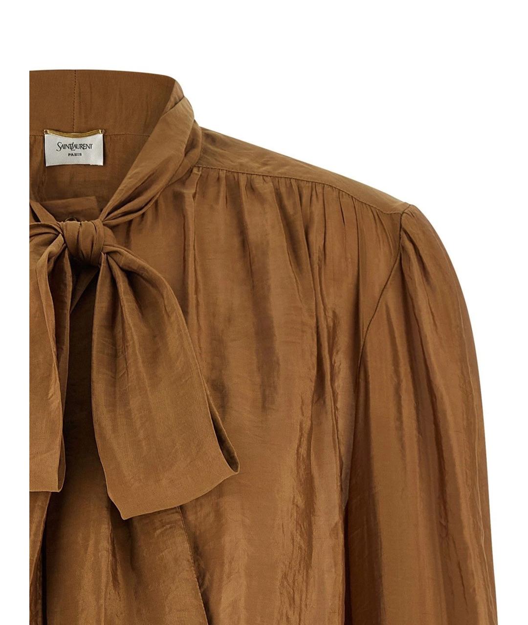 SAINT LAURENT Бежевая полиэстеровая рубашка, фото 4