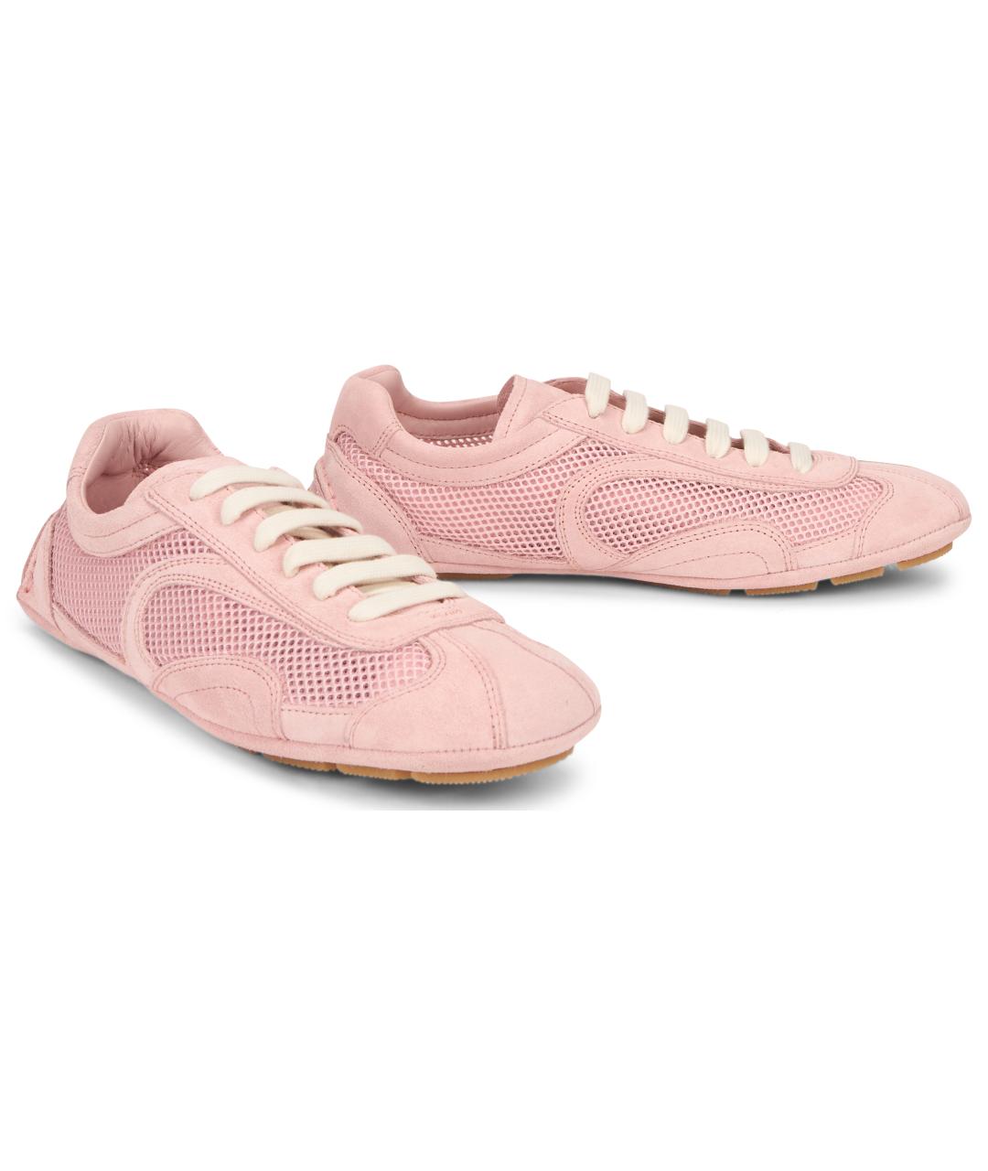PRADA Розовые текстильные кроссовки, фото 3