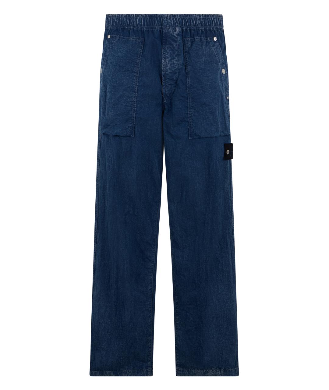 STONE ISLAND Синие полиамидовые повседневные брюки, фото 1