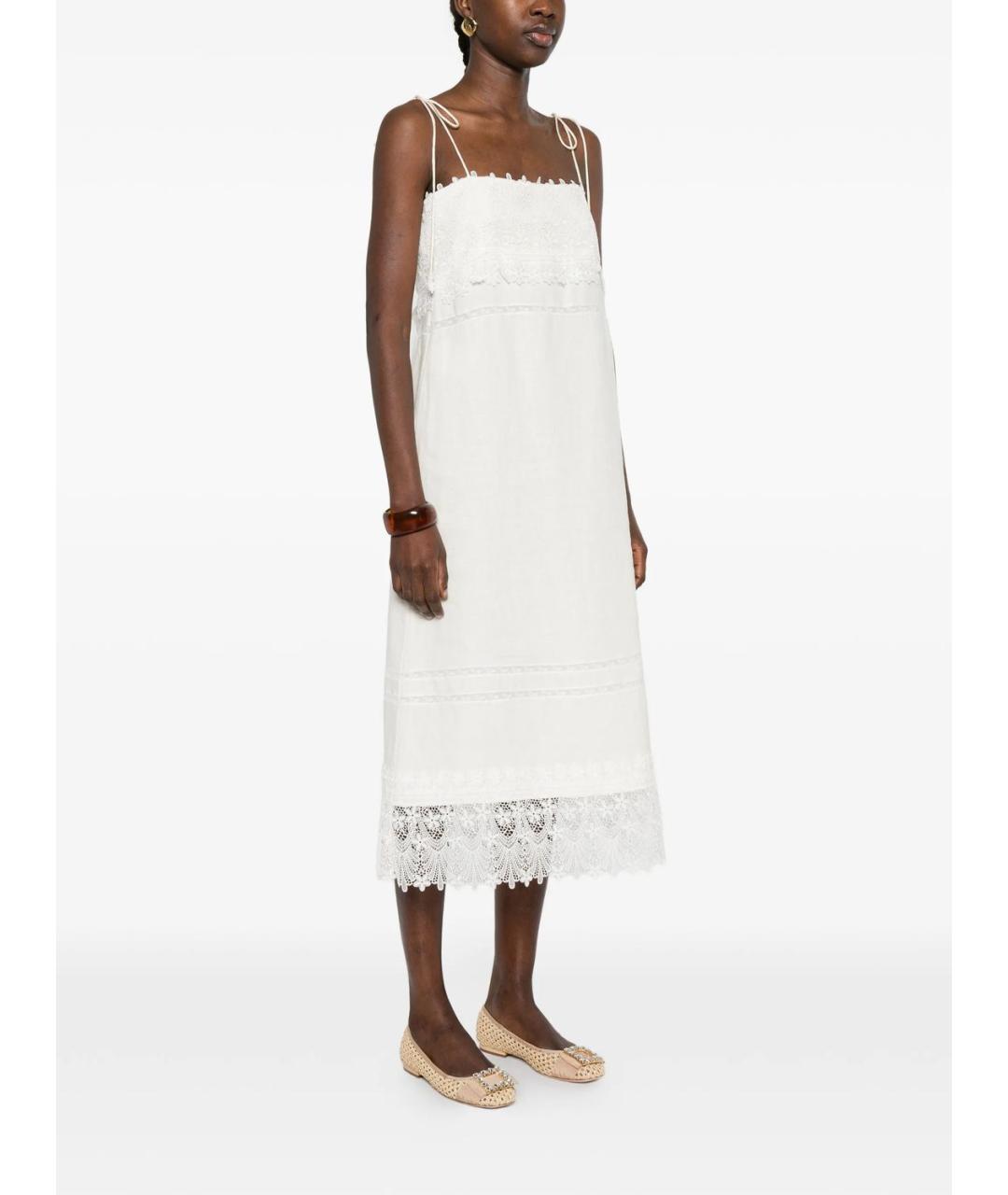 VALENTINO Белое льняное повседневное платье, фото 3