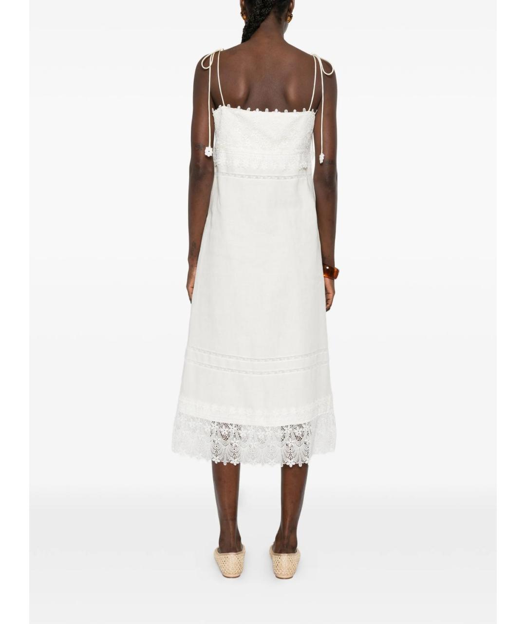 VALENTINO Белое льняное повседневное платье, фото 5