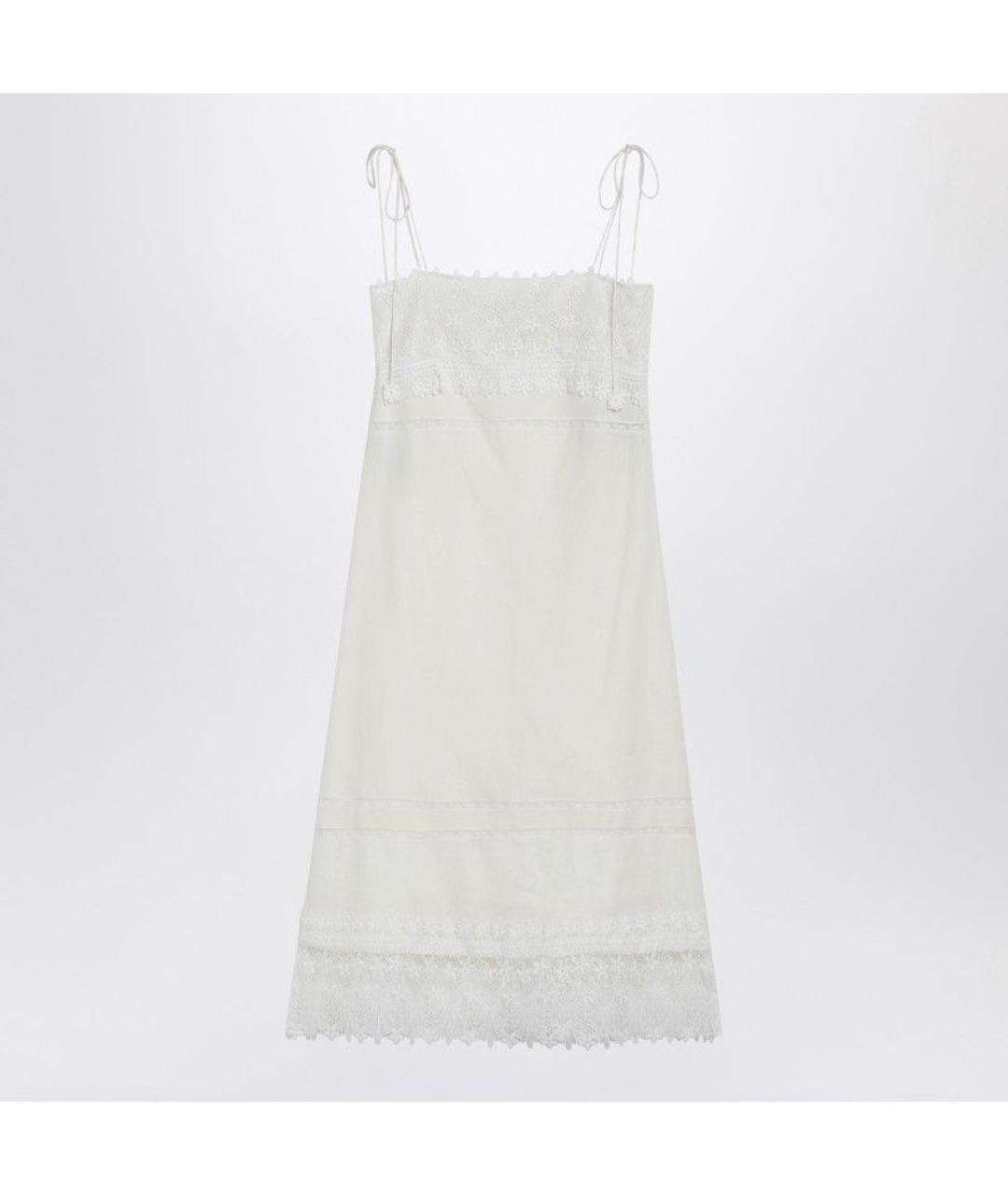 VALENTINO Белое льняное повседневное платье, фото 6