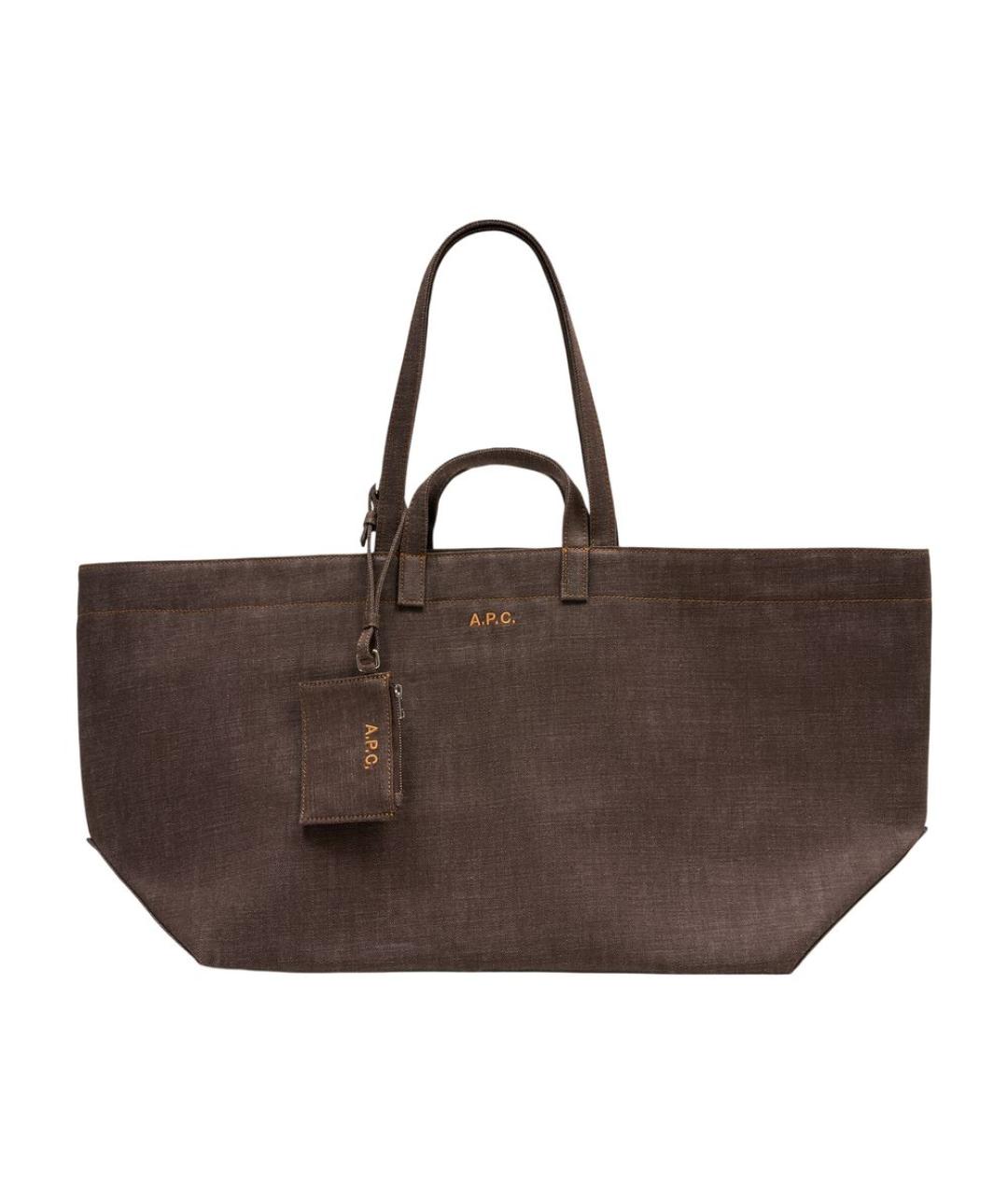 A.P.C. Коричневая хлопковая сумка тоут, фото 3