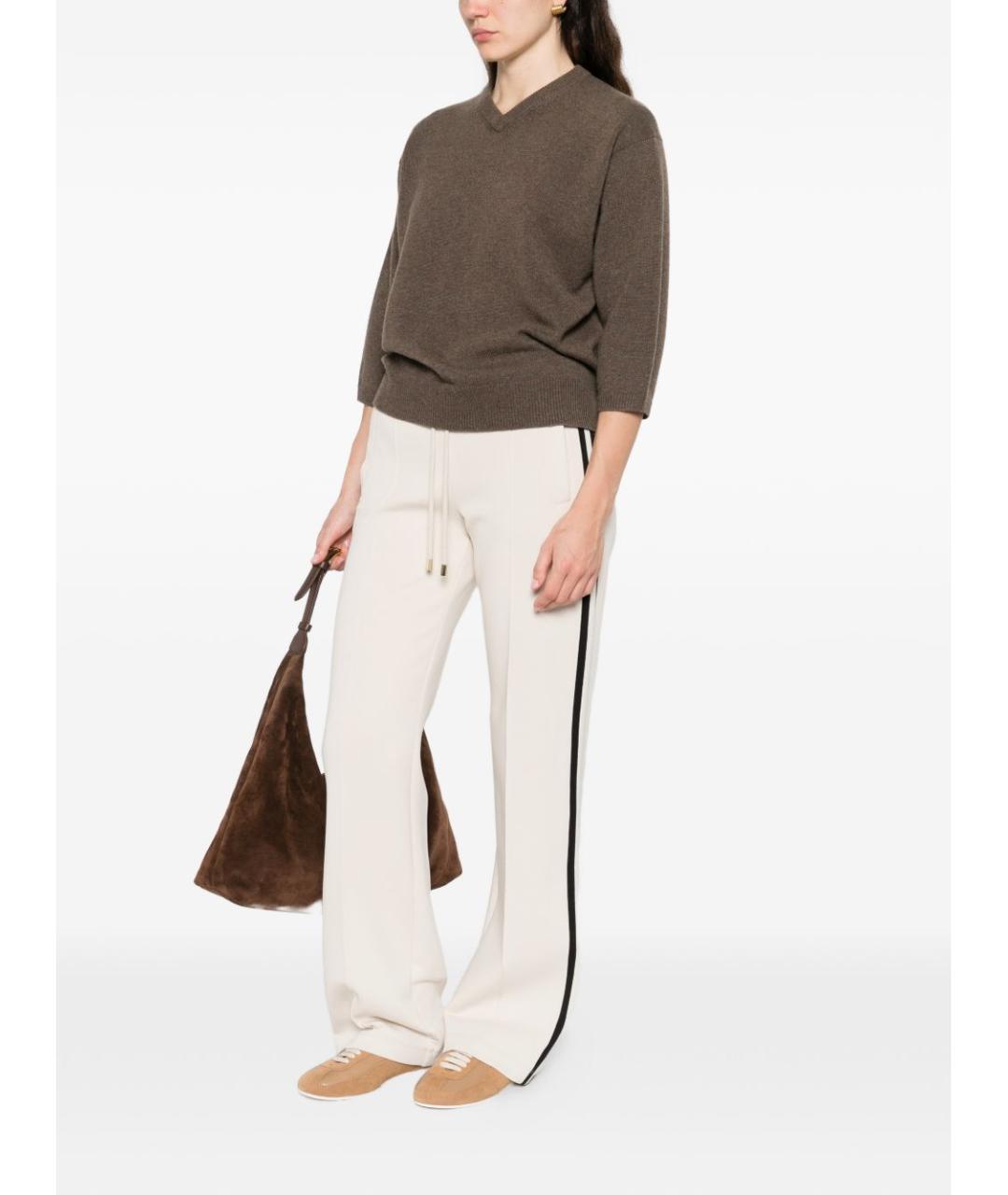 'S MAX MARA Бежевые хлопковые прямые брюки, фото 3