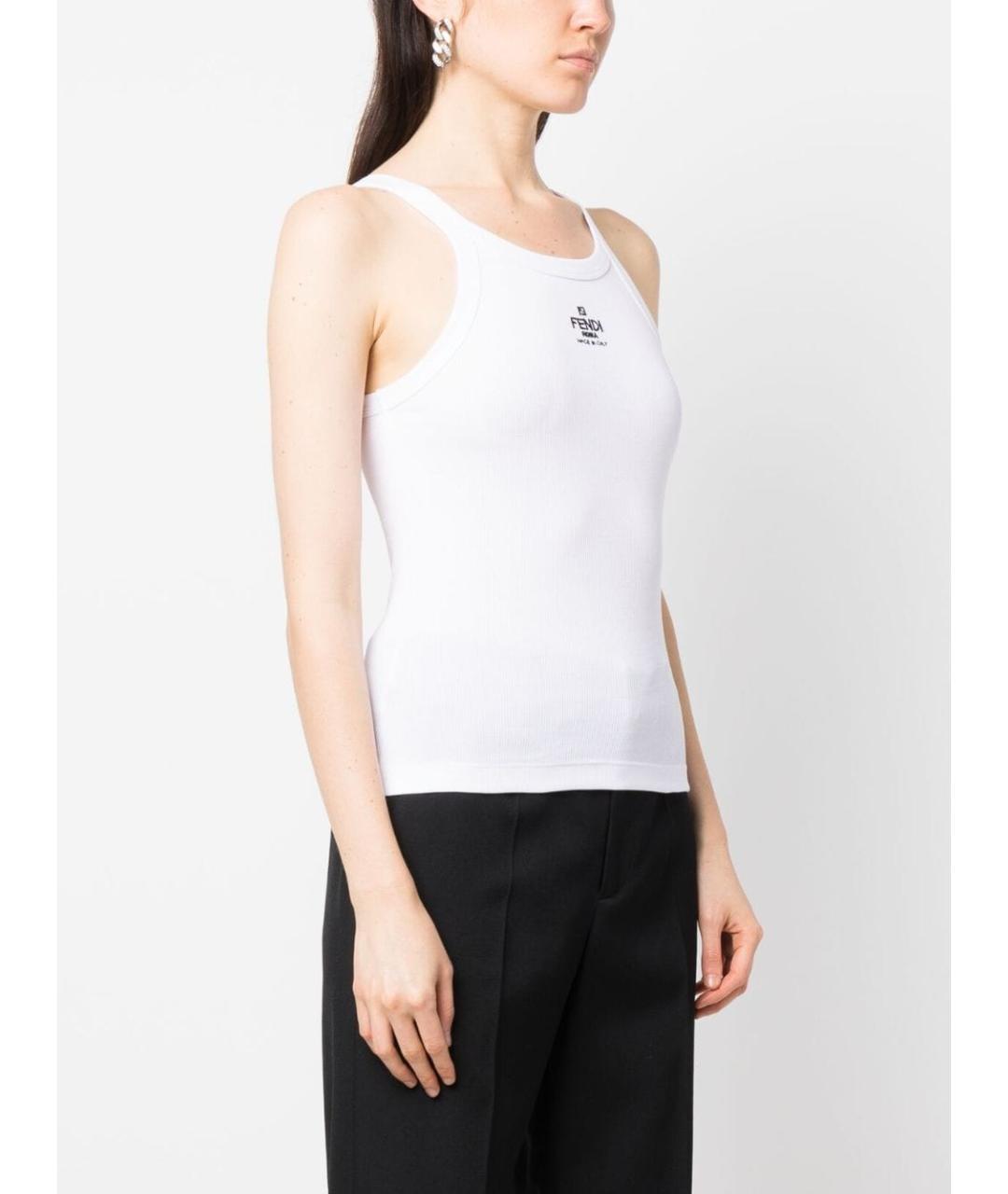 FENDI Белая хлопковая майка, фото 5