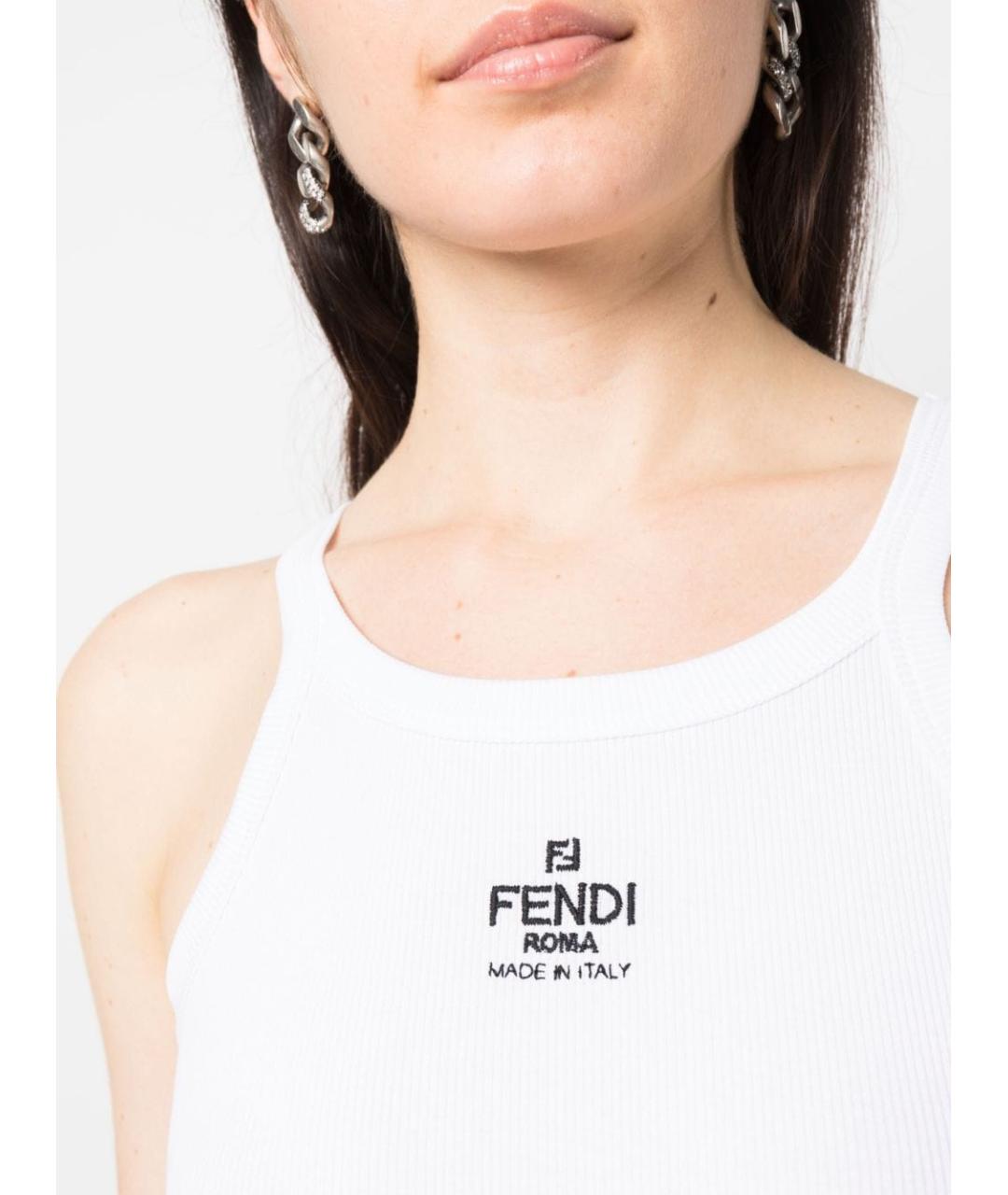 FENDI Белая хлопковая майка, фото 4