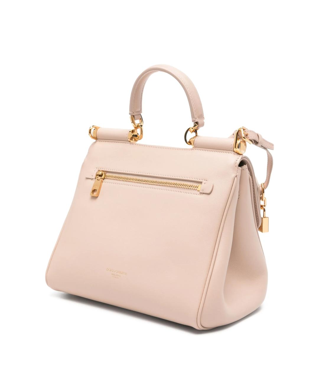 DOLCE&GABBANA Розовая кожаная сумка тоут, фото 3