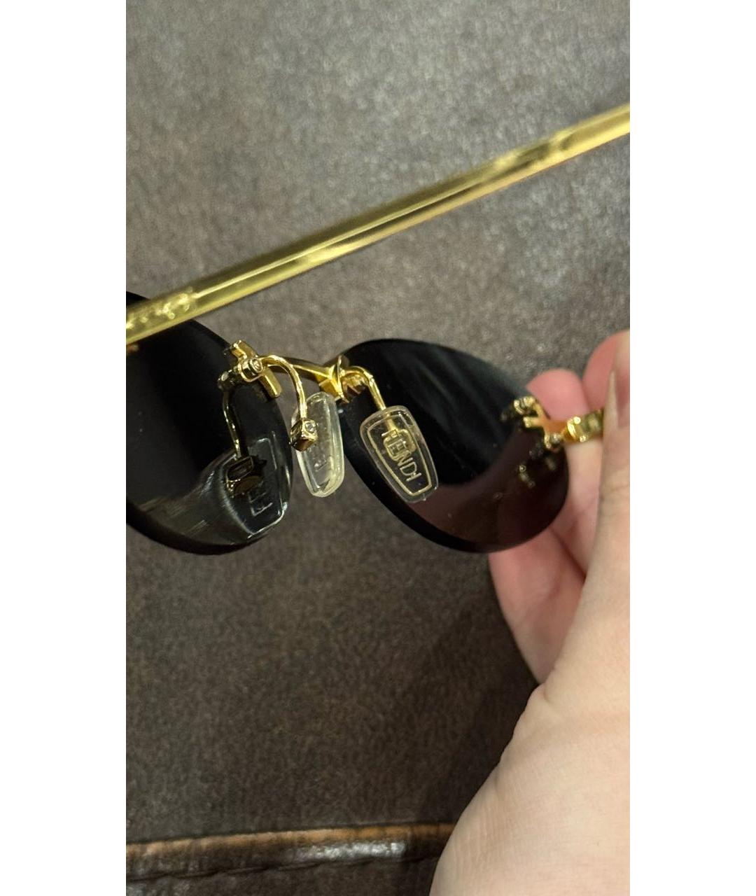 FENDI Золотые металлические солнцезащитные очки, фото 5