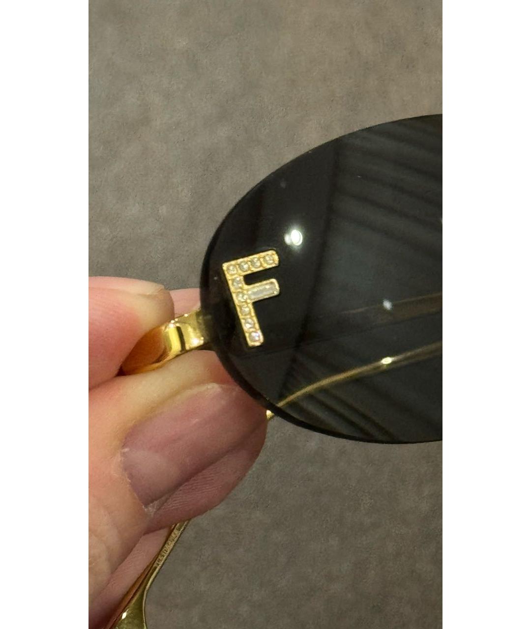 FENDI Золотые металлические солнцезащитные очки, фото 2