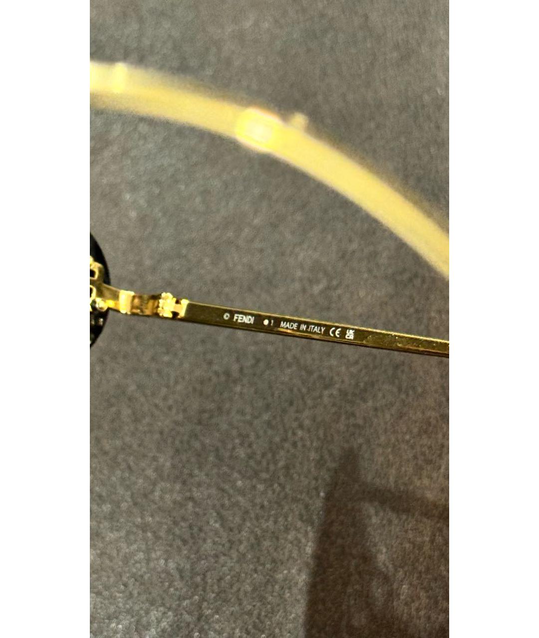 FENDI Золотые металлические солнцезащитные очки, фото 3