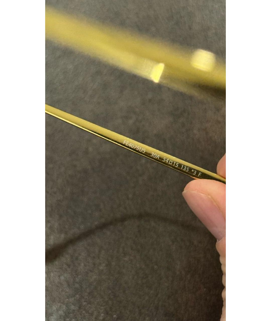 FENDI Золотые металлические солнцезащитные очки, фото 4