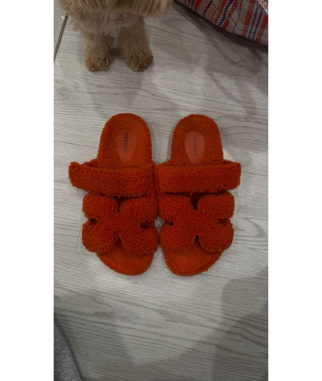 HERMES Оранжевое шлепанцы, фото 2