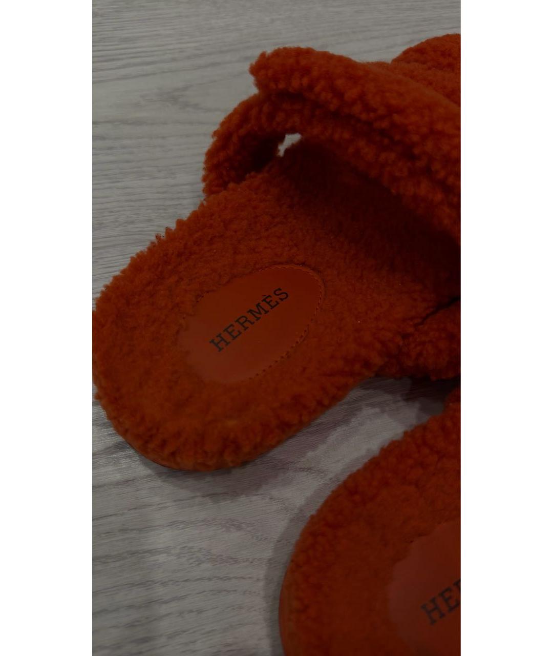 HERMES Оранжевое шлепанцы, фото 5