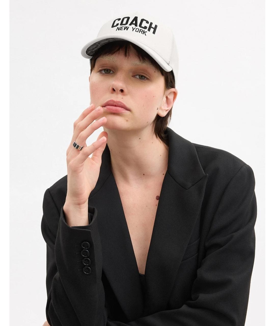 COACH Белая хлопковая кепка, фото 4