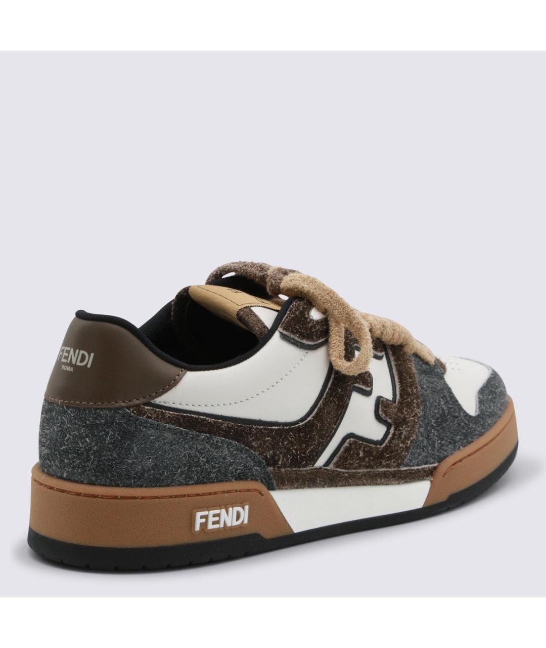 FENDI Коричневые кожаные низкие кроссовки / кеды, фото 3