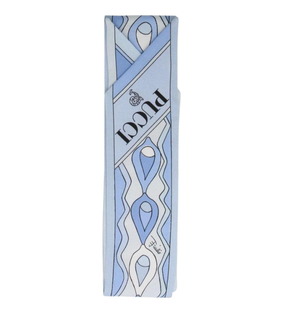 EMILIO PUCCI Синий шелковый шарф, фото 1