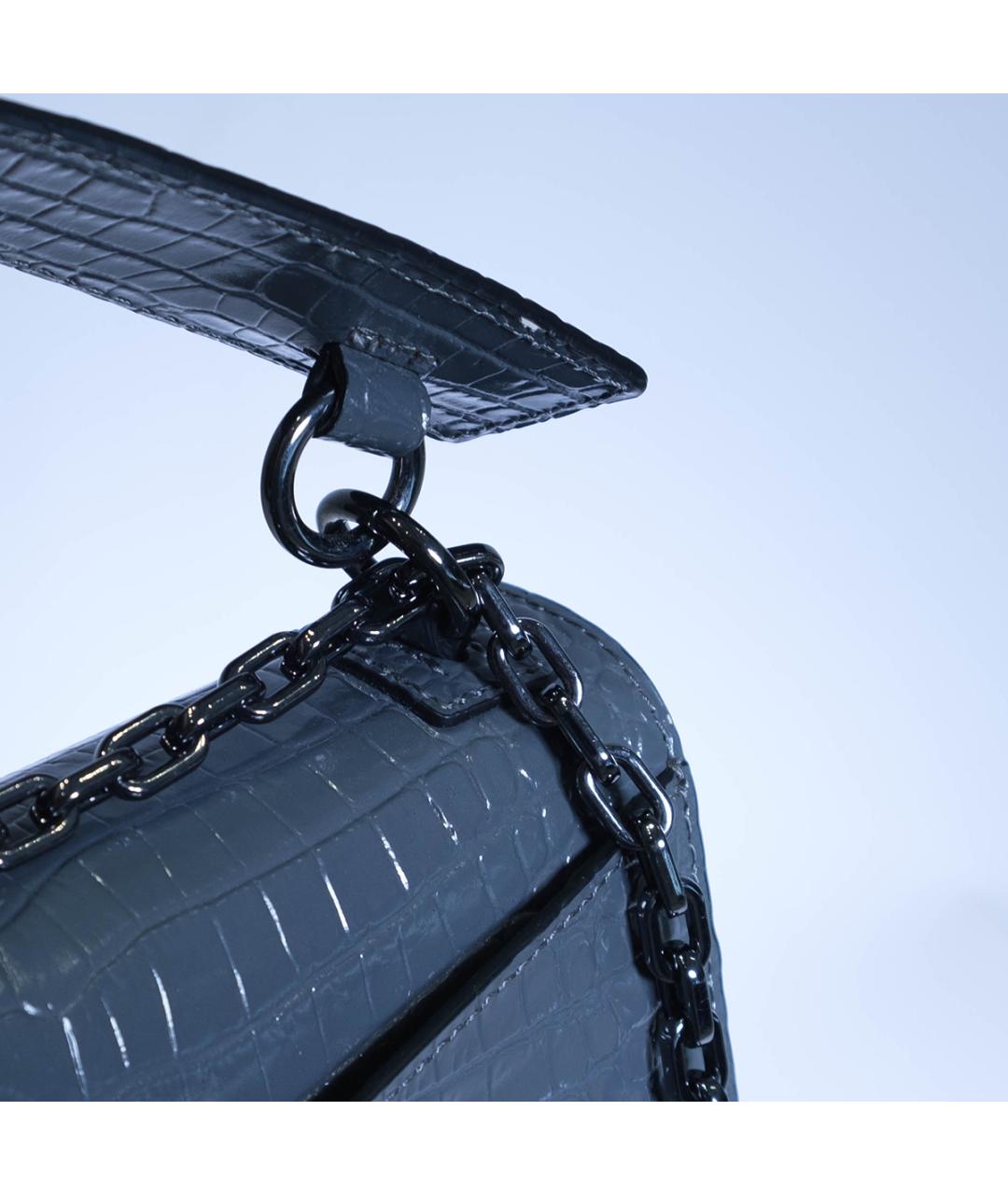 KARL LAGERFELD Серая кожаная сумка через плечо, фото 5