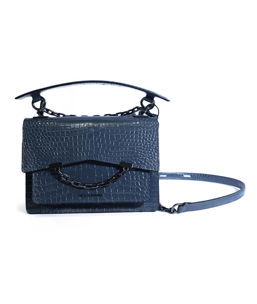 KARL LAGERFELD Серая кожаная сумка через плечо, фото 6