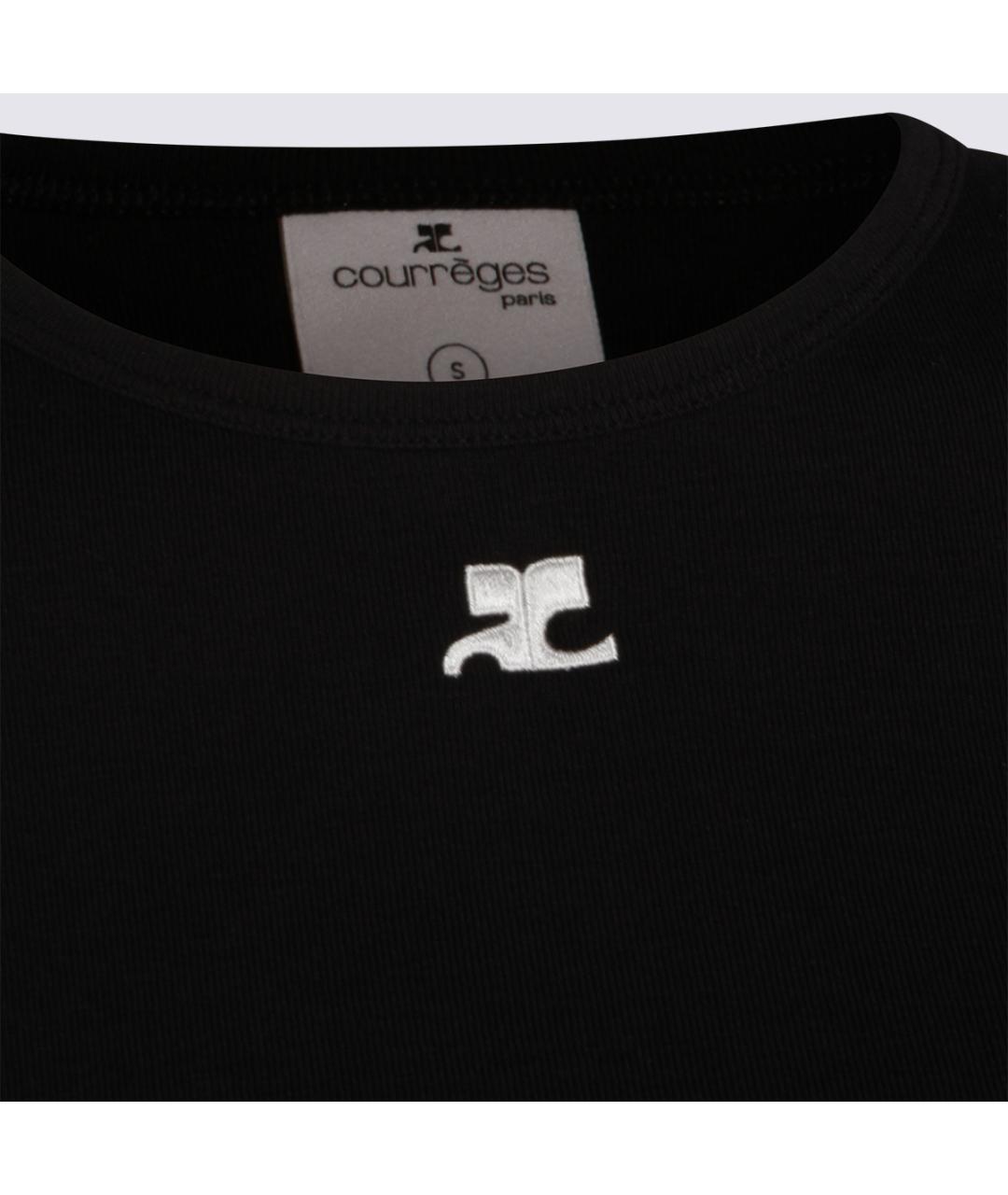 COURREGES Черная хлопковая футболка, фото 3