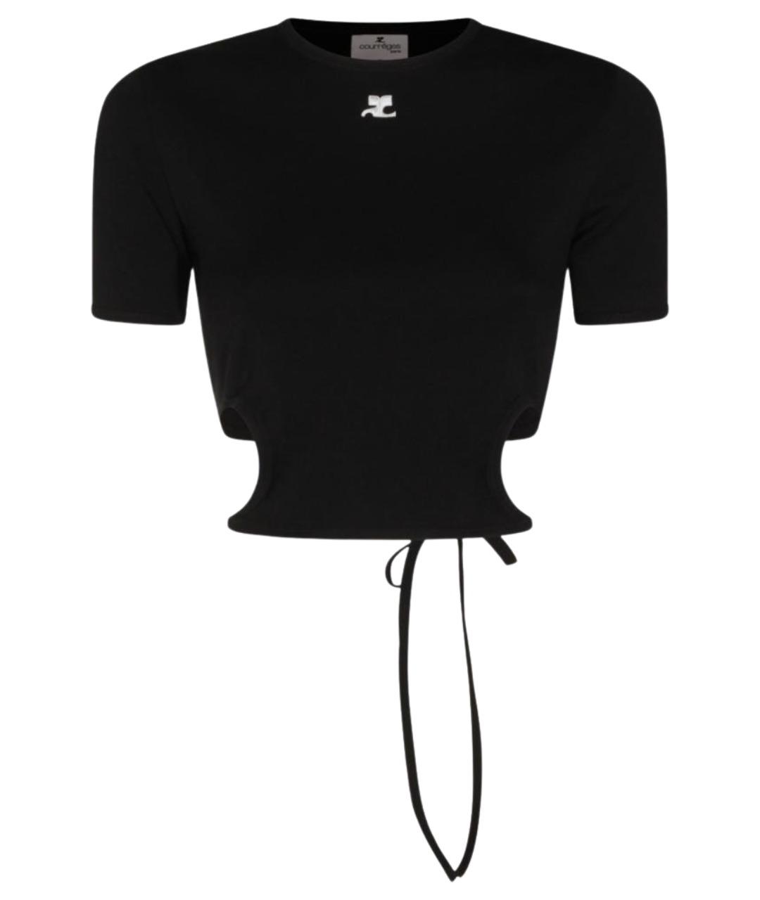 COURREGES Черная хлопковая футболка, фото 1