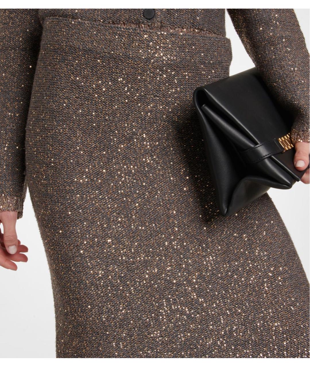 ALTUZARRA Антрацитовая шерстяная юбка миди, фото 2