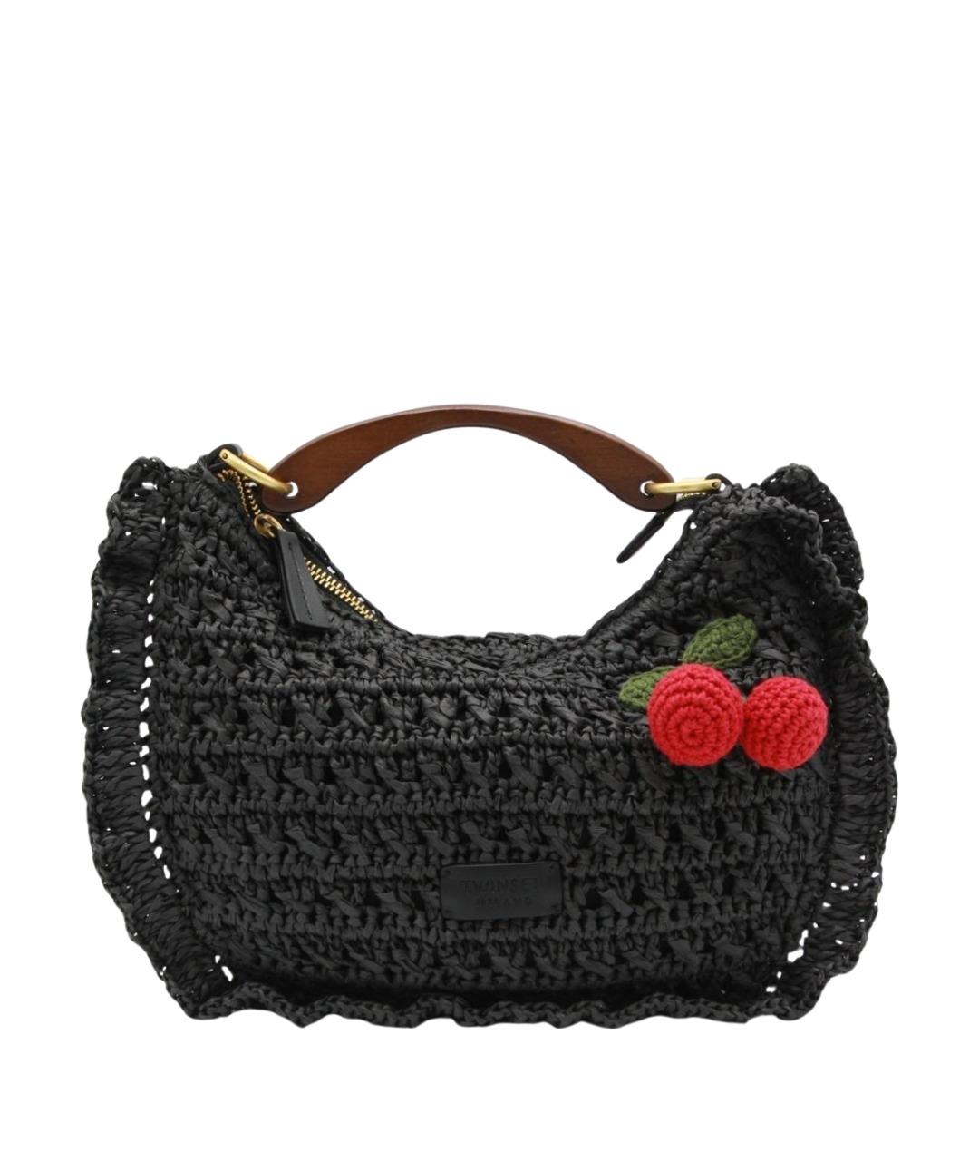 TWIN-SET Черная пелетеная сумка с короткими ручками, фото 1