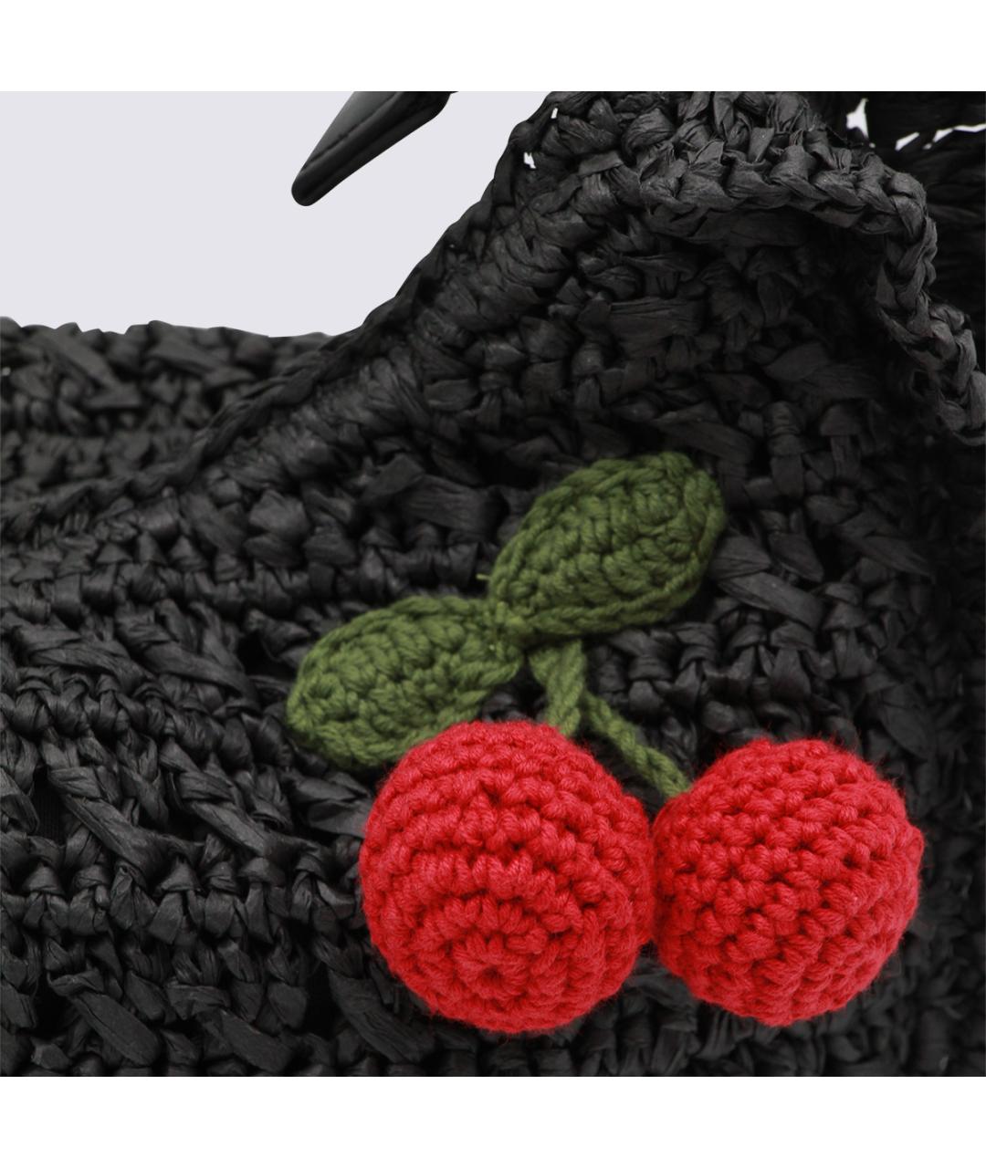 TWIN-SET Черная пелетеная сумка с короткими ручками, фото 4