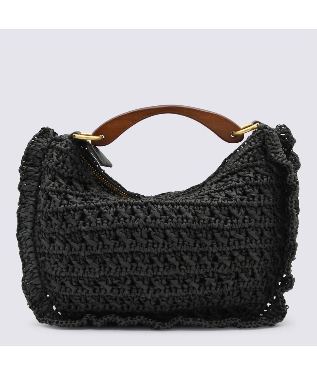 TWIN-SET Черная пелетеная сумка с короткими ручками, фото 3