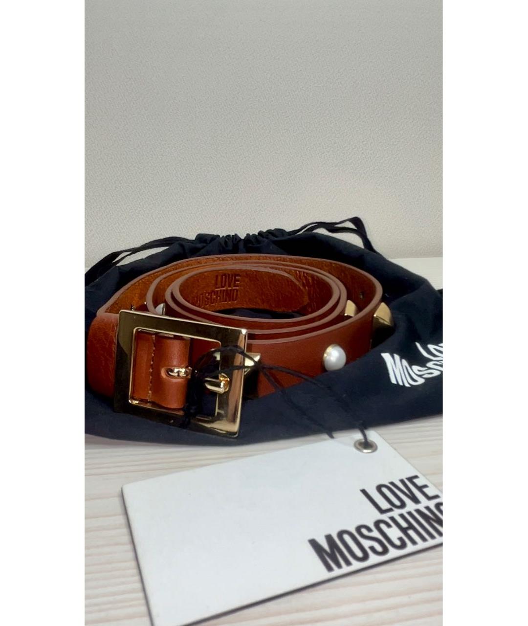 LOVE MOSCHINO Коричневый кожаный ремень, фото 8