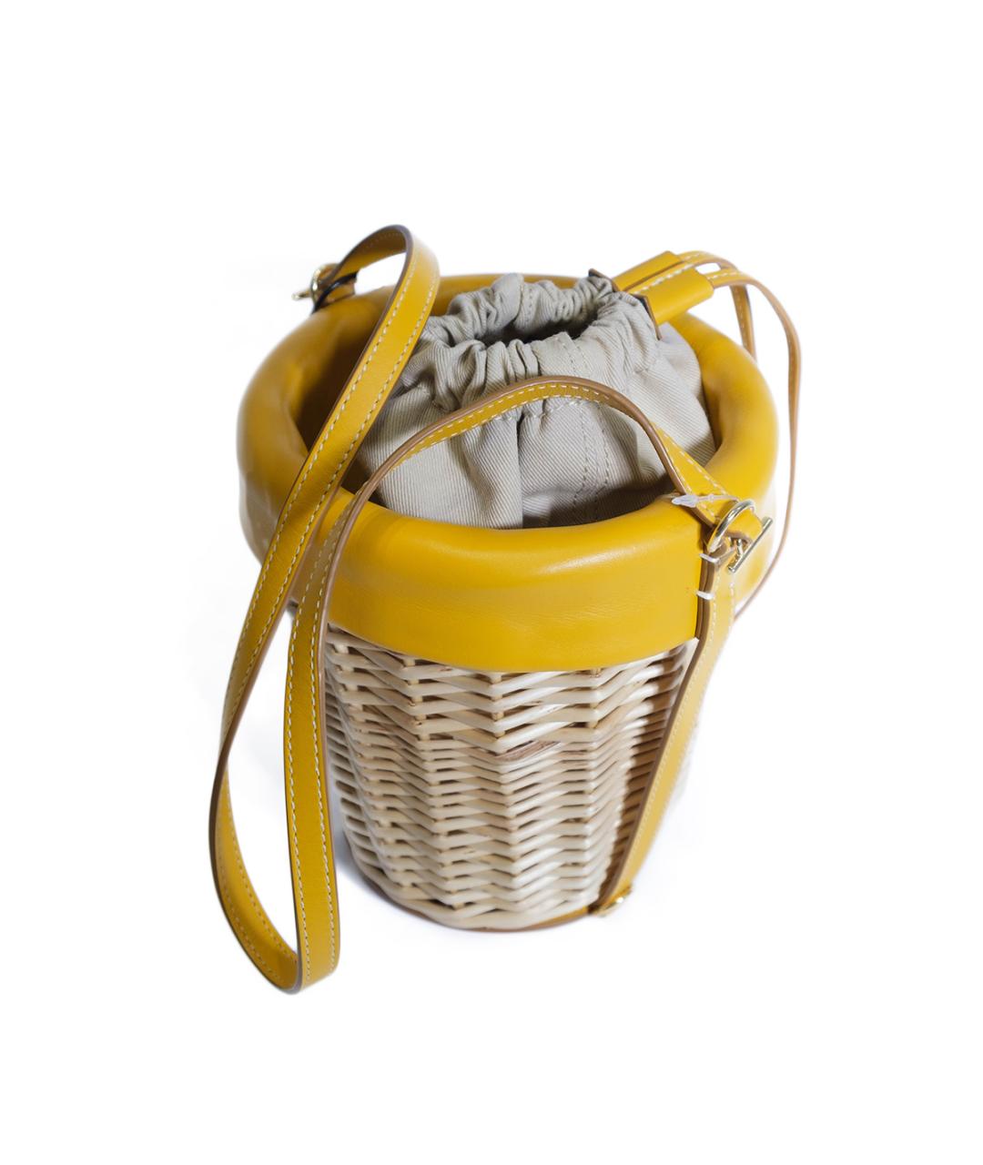 JACQUEMUS Желтая пелетеная сумка через плечо, фото 3