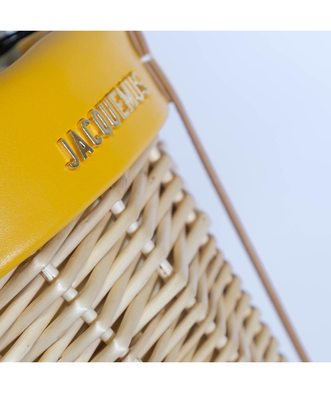JACQUEMUS Желтая пелетеная сумка через плечо, фото 5