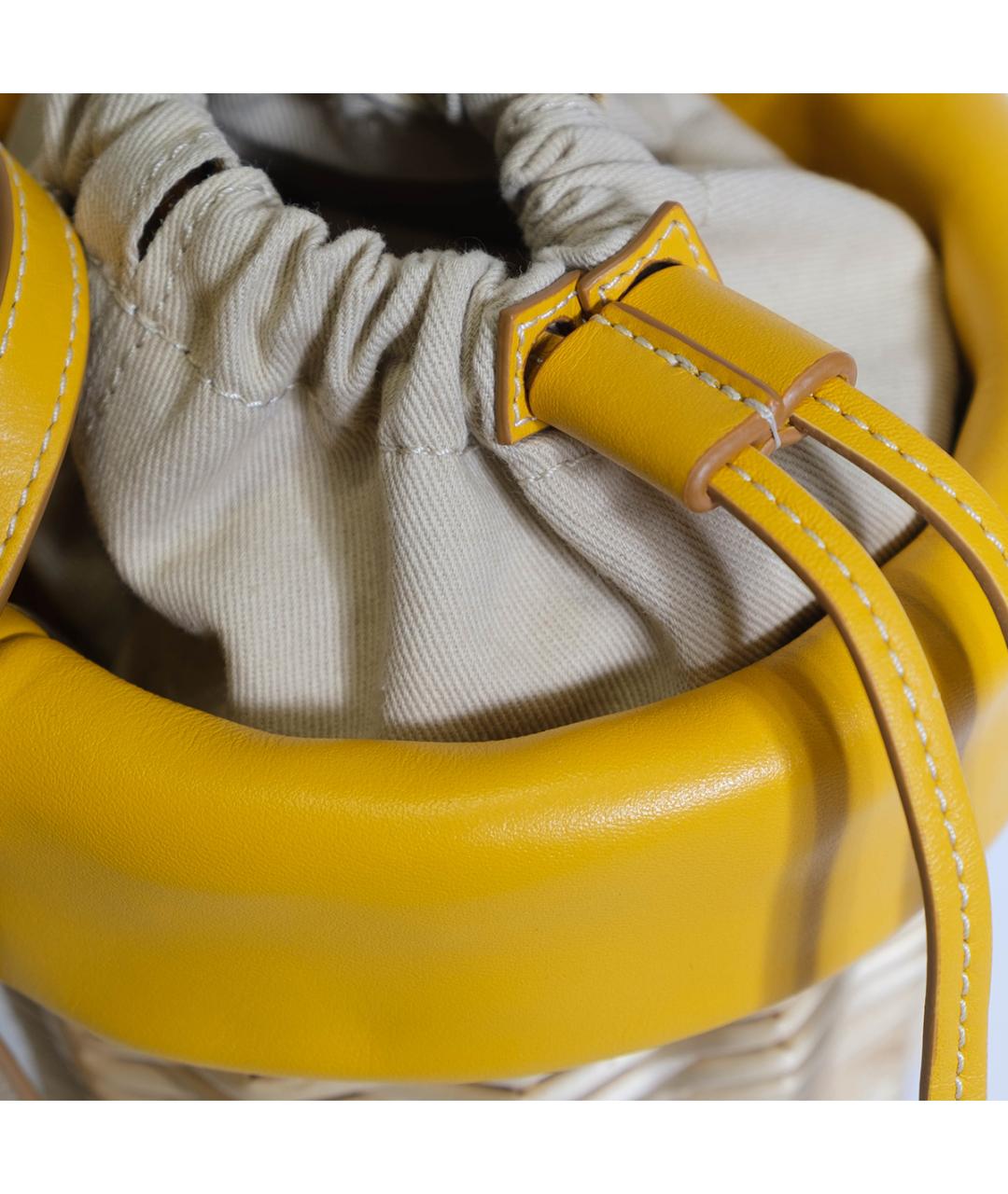 JACQUEMUS Желтая пелетеная сумка через плечо, фото 4