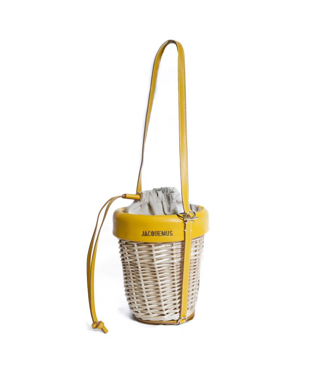JACQUEMUS Желтая пелетеная сумка через плечо, фото 2