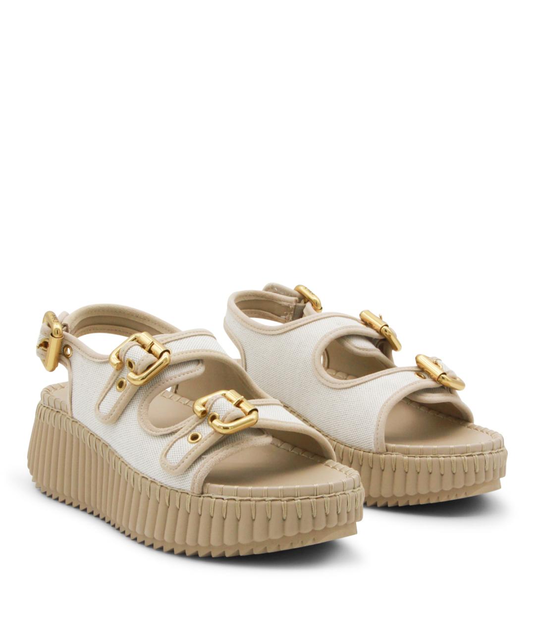 CHLOE Бежевые замшевые сандалии, фото 2