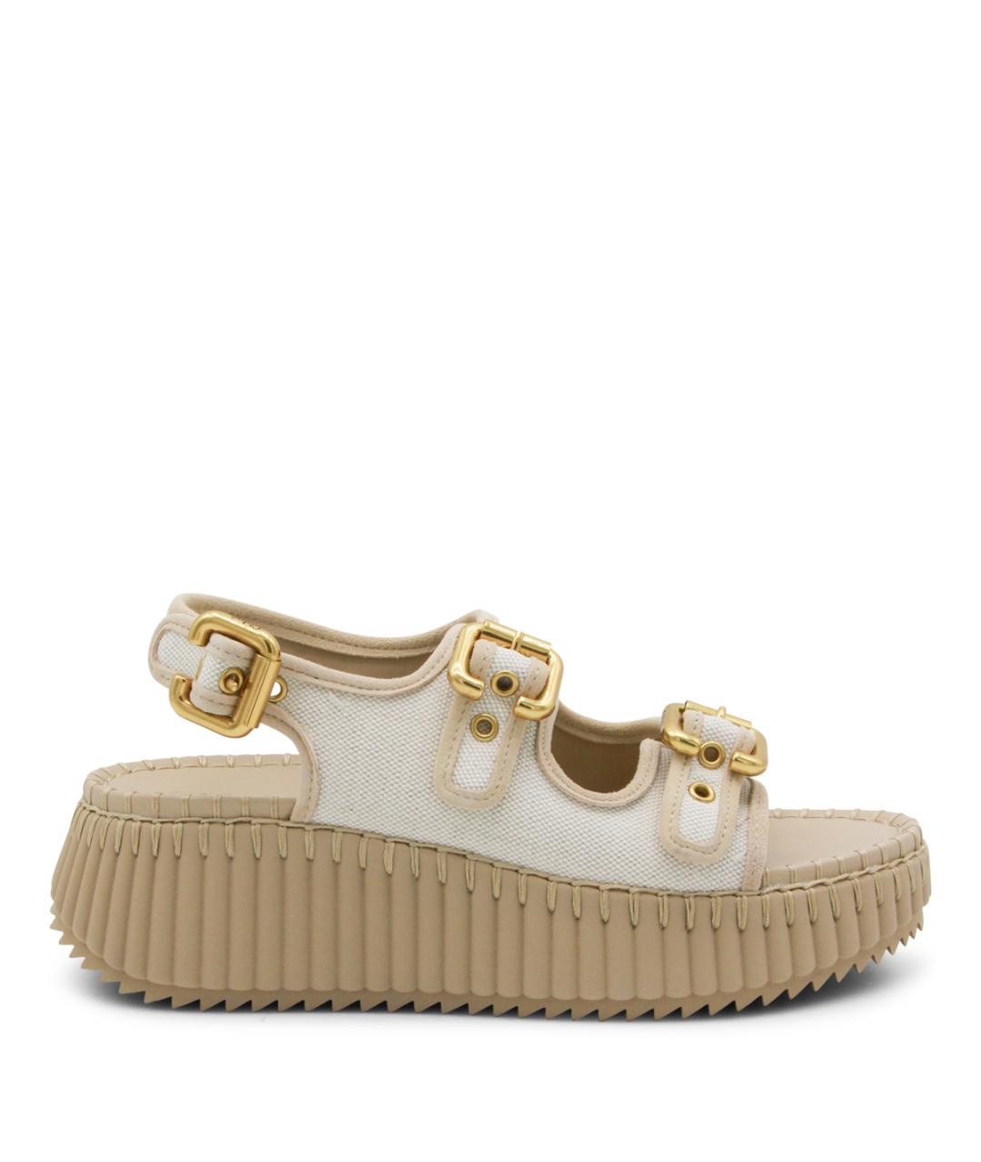 CHLOE Бежевые замшевые сандалии, фото 1