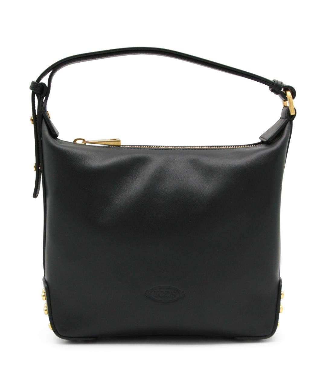 TOD'S Черная кожаная сумка тоут, фото 1