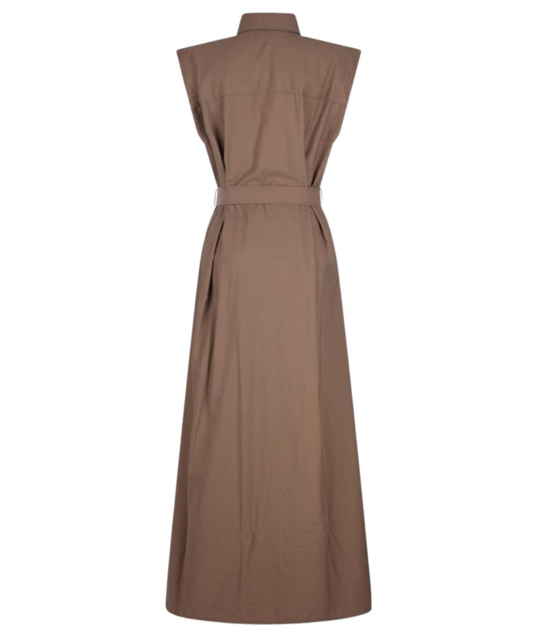 BRUNELLO CUCINELLI Коричневое хлопковое повседневное платье, фото 2