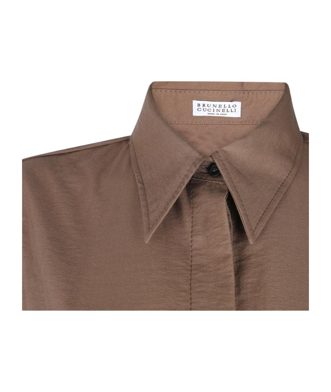 BRUNELLO CUCINELLI Коричневое хлопковое повседневное платье, фото 3