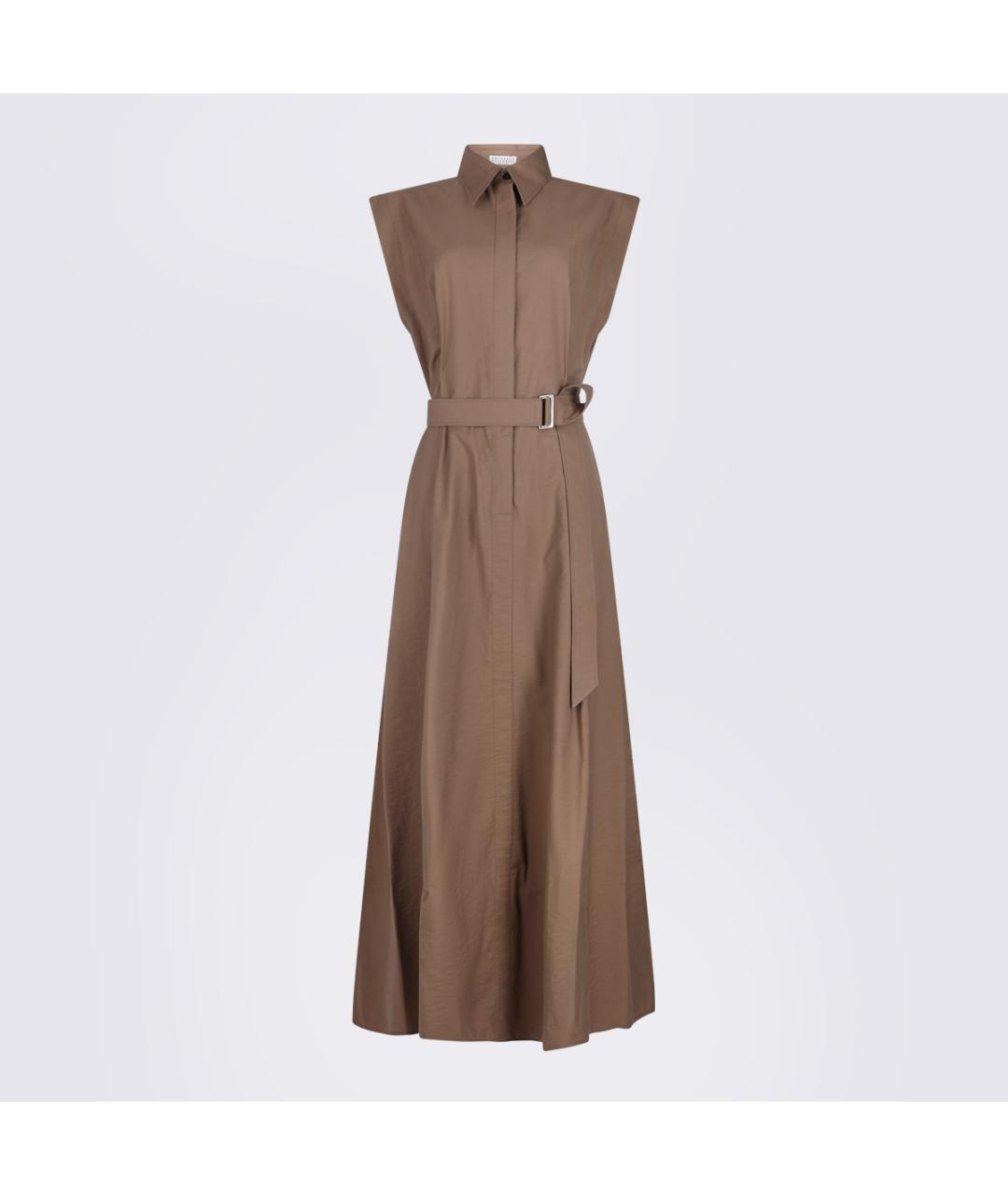 BRUNELLO CUCINELLI Коричневое хлопковое платье, фото 2