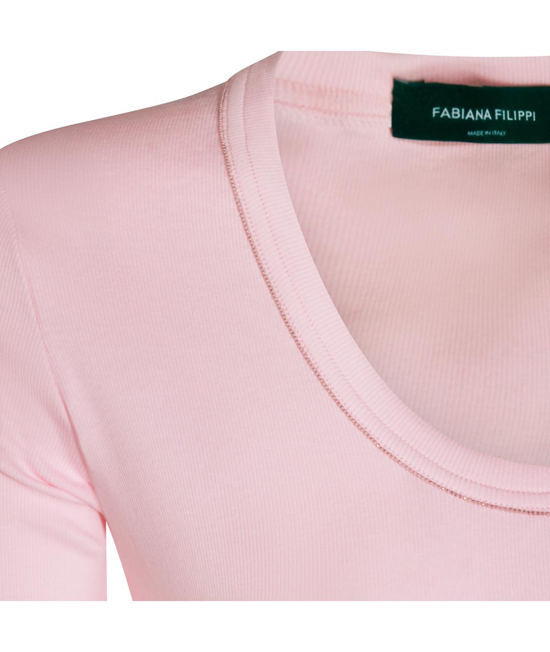 FABIANA FILIPPI Розовая хлопко-эластановая футболка, фото 3