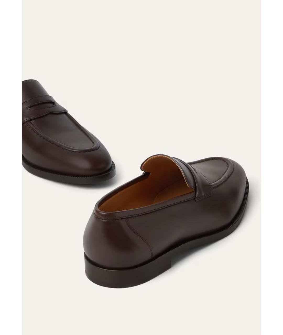 LORO PIANA Коричневые кожаные лоферы, фото 7